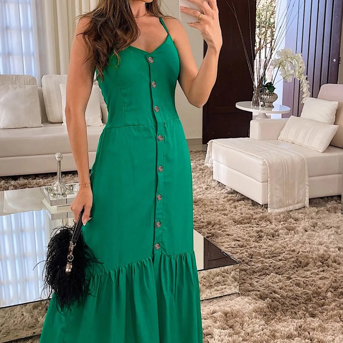 ARMA TU LOOK - VESTIDO CIELO LARGO DE LINO CON BOTONES Y TIRAS AJUSTABLES