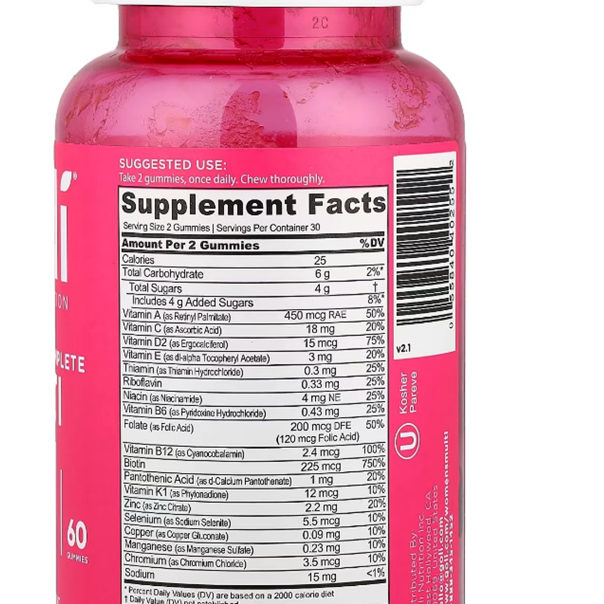 GOLI NUTRITION - Goli Multivitamínico Completo para Mujeres