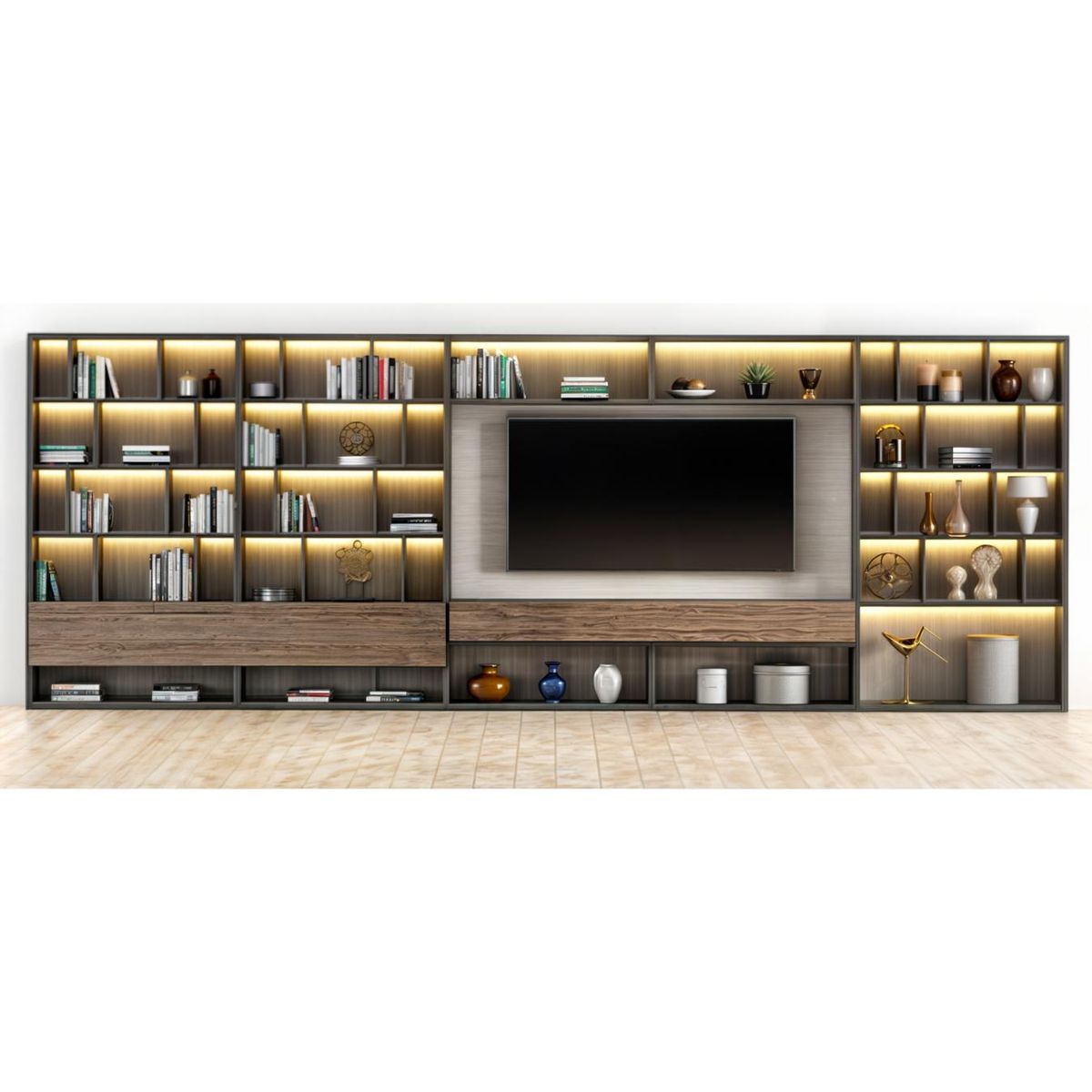 Panel Tv Librero Silva Bos - Gris y Marrón, marca GENERICO - Foto 2