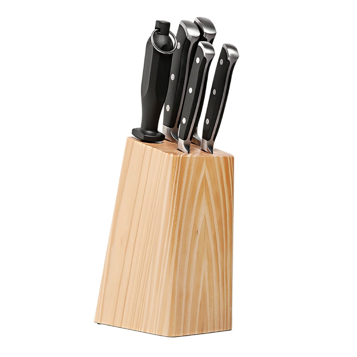 BRINOX - Juego de Cuchillos 7 Piezas Taco de Madera Acero Inoxidable Brinox Infinity