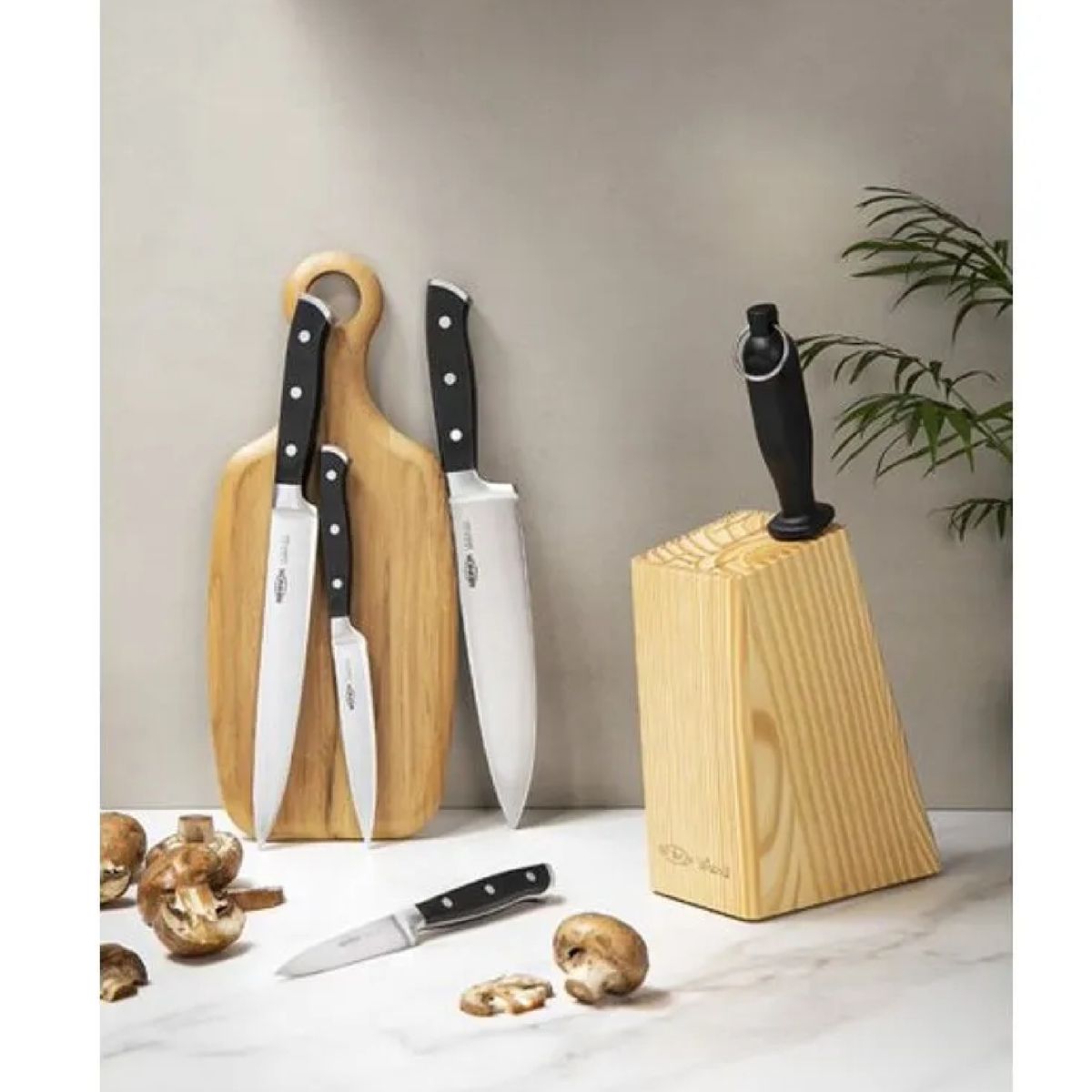 BRINOX - Juego de Cuchillos 7 Piezas Taco de Madera Acero Inoxidable Brinox Infinity
