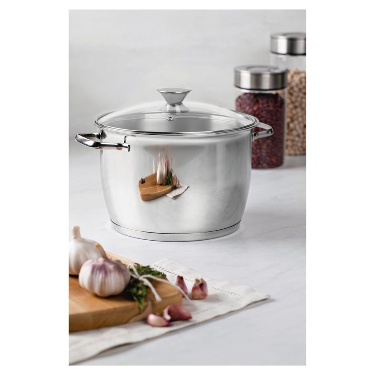 TRAMONTINA - Olla de Acero 22 Cm (5.48 Lt) Allegra con tapa de vidrio - Tramontina