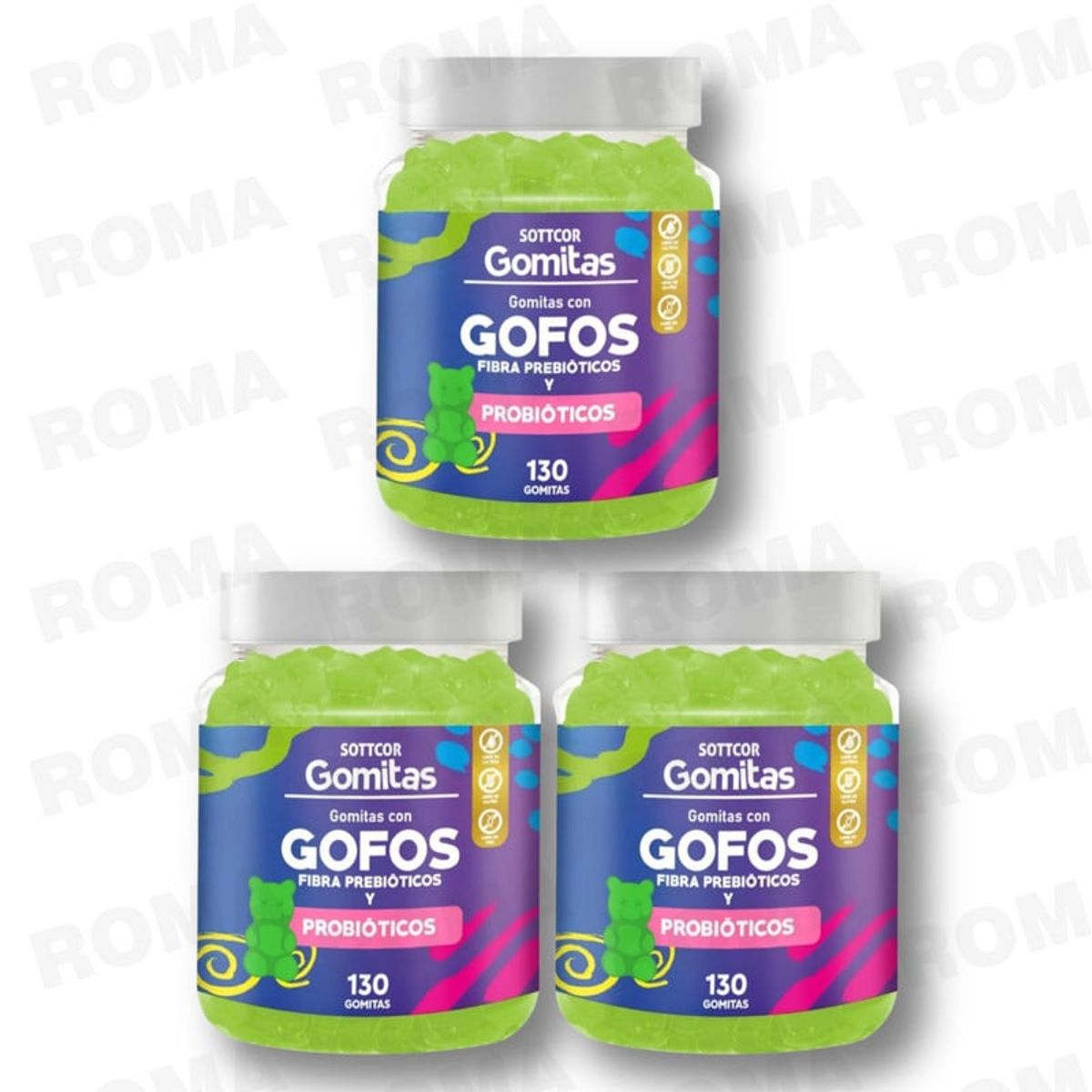GENERICO - PACK 3 GOMITAS GOFOS NIÑOS 390 UND SOTTCOR LABS