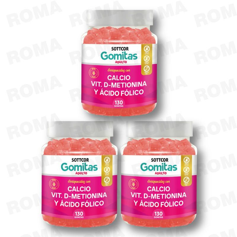 GENERICO - PACK 3 GOMITAS CALCIO 390 UND SOTTCOR LABS