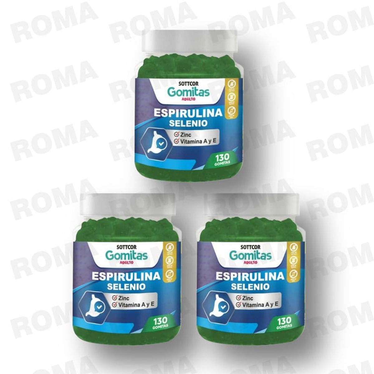 GENERICO - PACK 3 GOMITAS ESPIRULINA SELENIO 390 UND SOTTCOR LABS