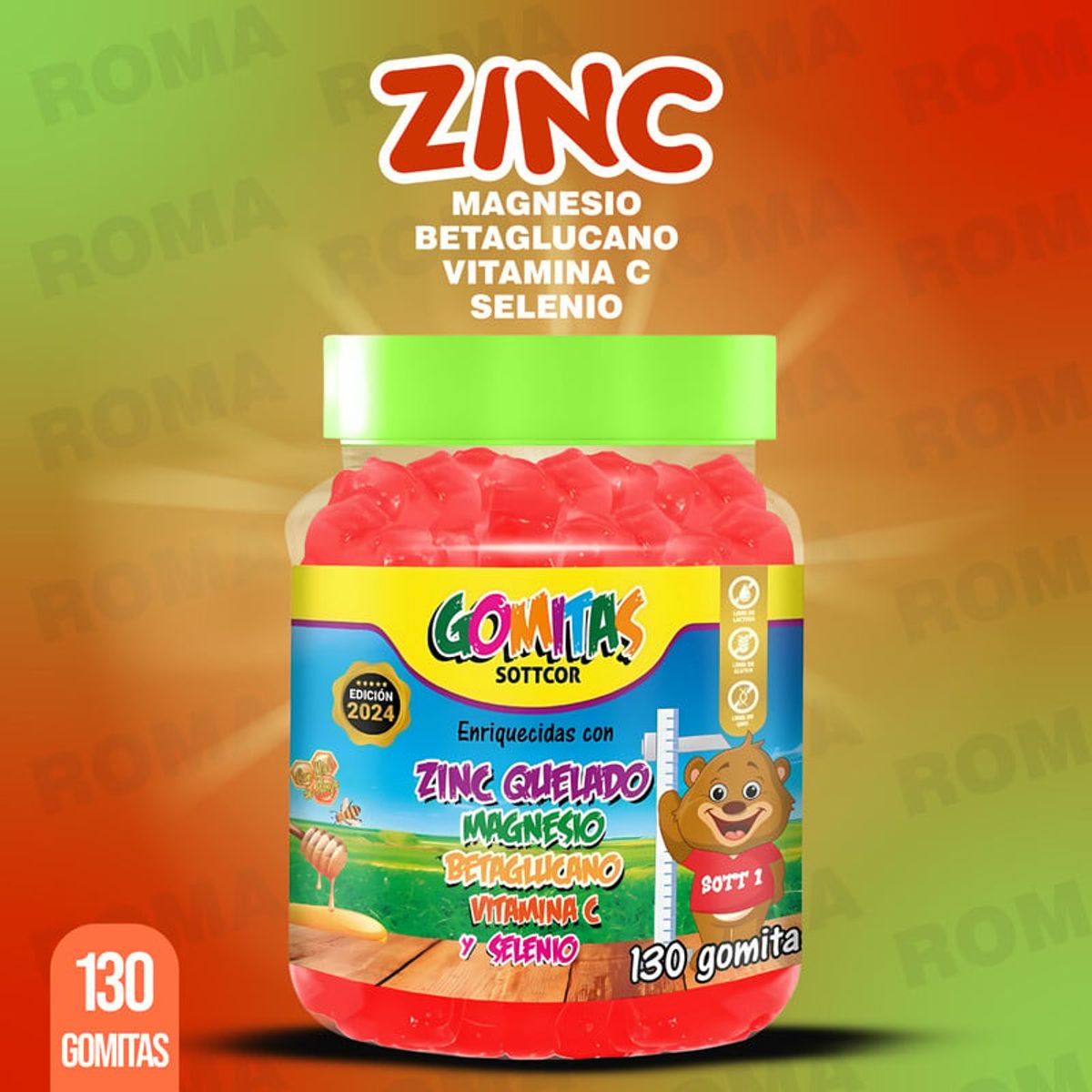 GENERICO - PACK 3 GOMITAS ZINC NIÑOS 390 UND SOTTCOR LABS
