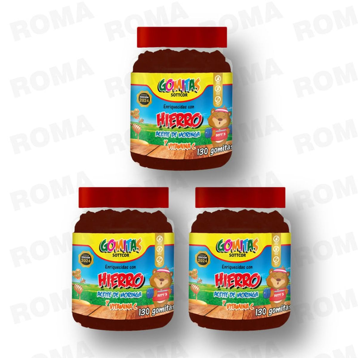 GENERICO - PACK 3 GOMITAS HIERRO NIÑOS 390 UND SOTTCOR LABS