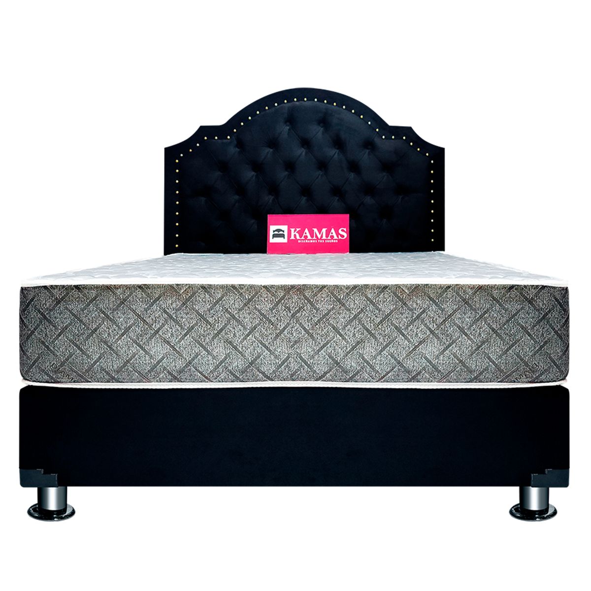 KAMAS - DORMITORIO KAMAS 2 PLAZAS RUCAY + CABECERA AÉREA CORONA - NEGRO