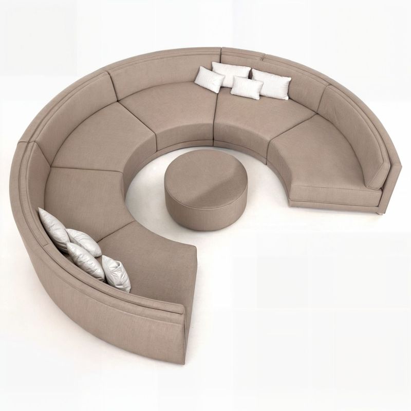 GENERICO - Sofá Modular Florens Curvo + Puf Circular - Marrón