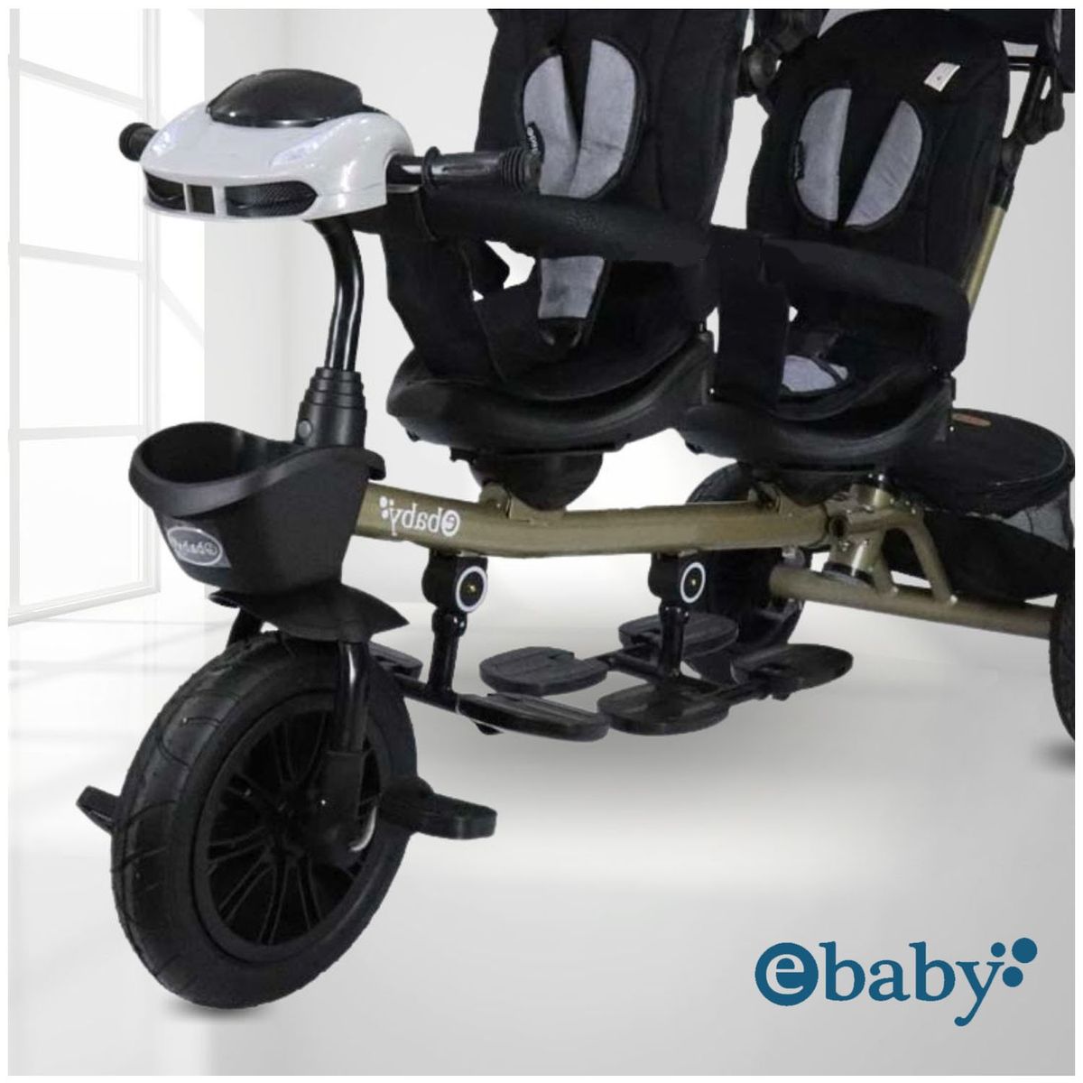 EBABY - Triciclo Guiador EBABY GEMELAR Black