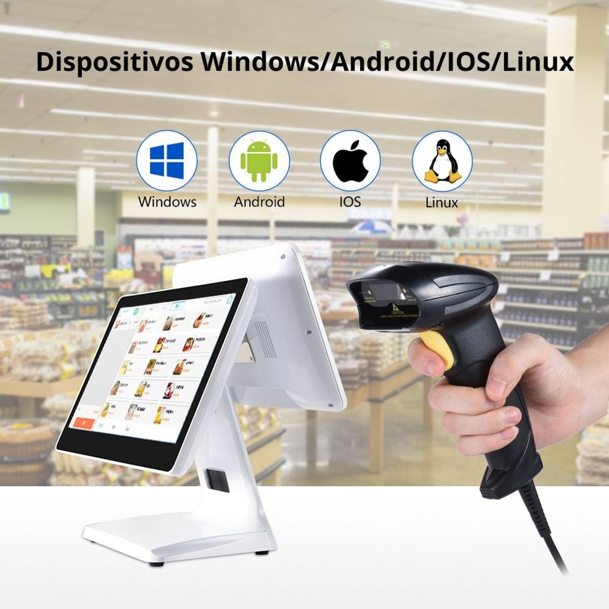 SEISA - Lector Escaner de Código de Barras 1D Alámbrico con Cable SEISA 8200L