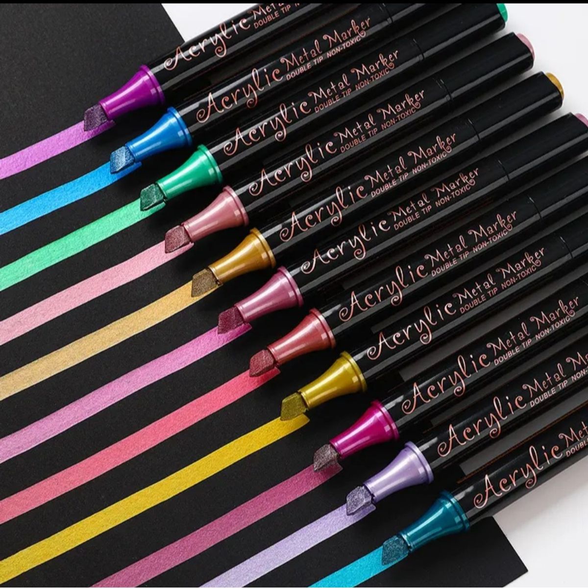 GENERICO - Plumones Acrílicos Metálicos Doble Punta x 24 unidades