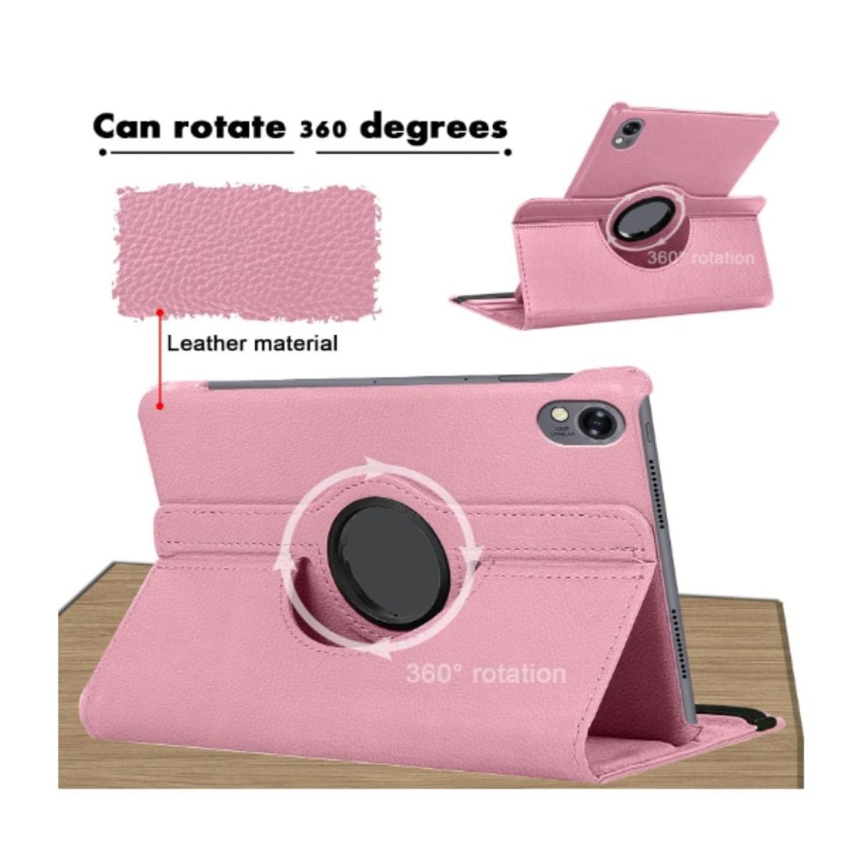 GENERICO - Funda Rosa Cuero Giratoria Compatible Tab Samsung Galaxy S6 Lite P610