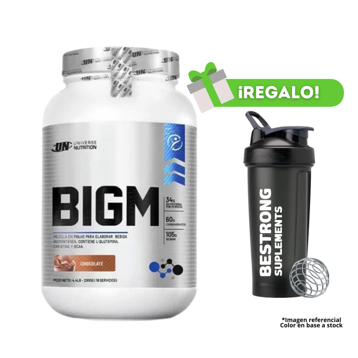 UNIVERSE NUTRITION - PROTEÍNA BIGM 2KG CHOCOLATE + SHAKER DE REGALO