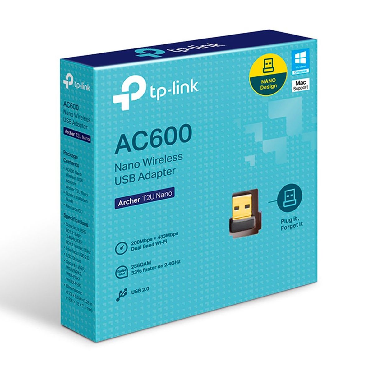 TP LINK - TP-LINK ARCHER T2U NANO Adaptador USB WIFI5 AC600 Dual Band