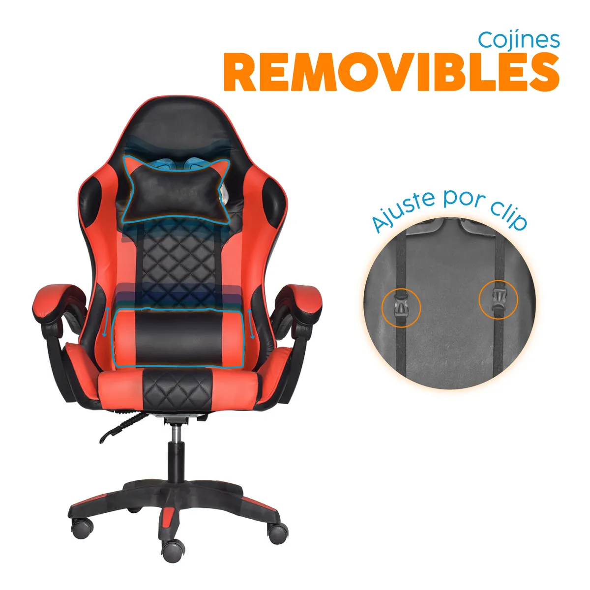 BONNO - Sillón Gamer BYD PU Negro/Rojo Ergonómico Bonno