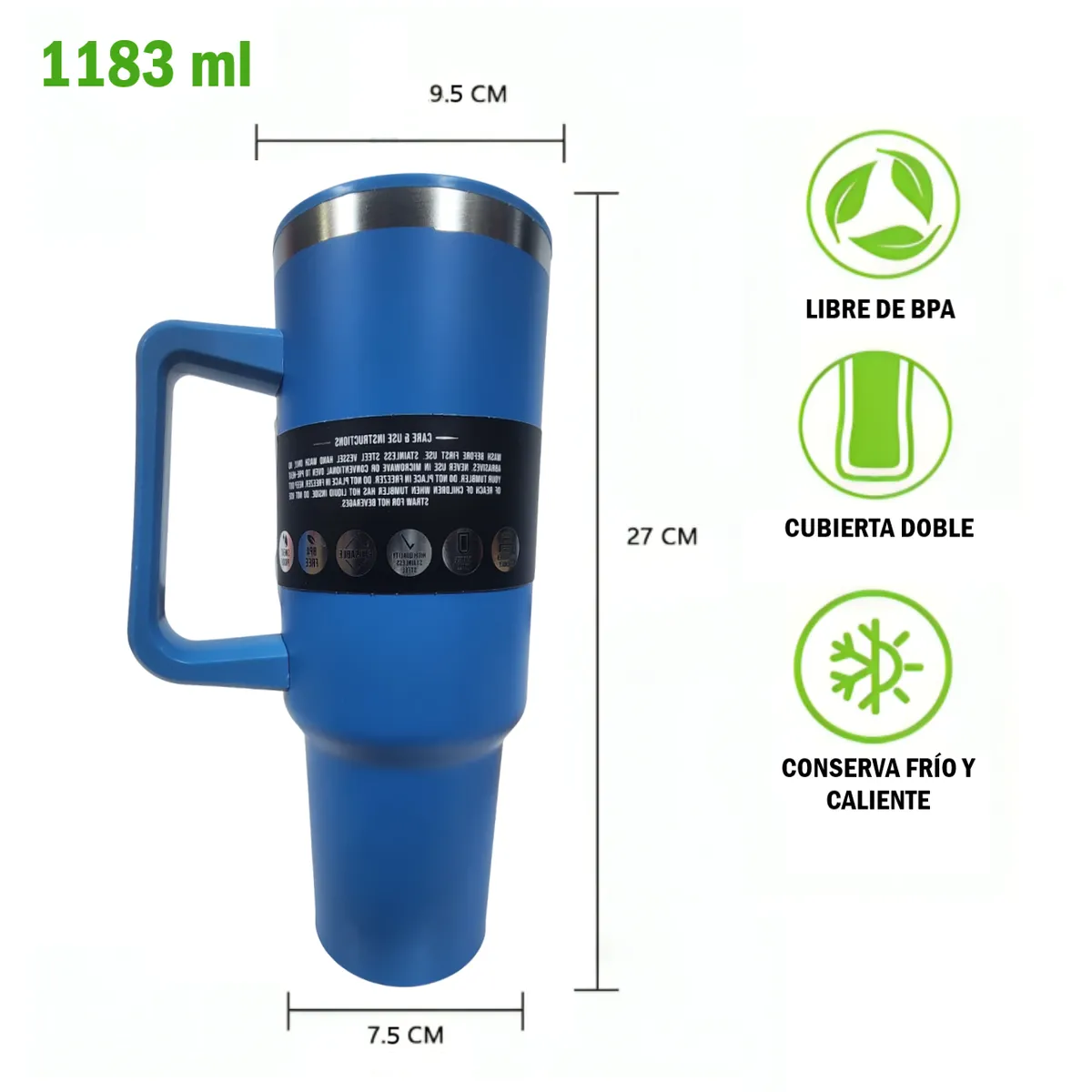 GENERICO - Vaso Tumbler Térmico de plastico con Sorbete - 1183 ml