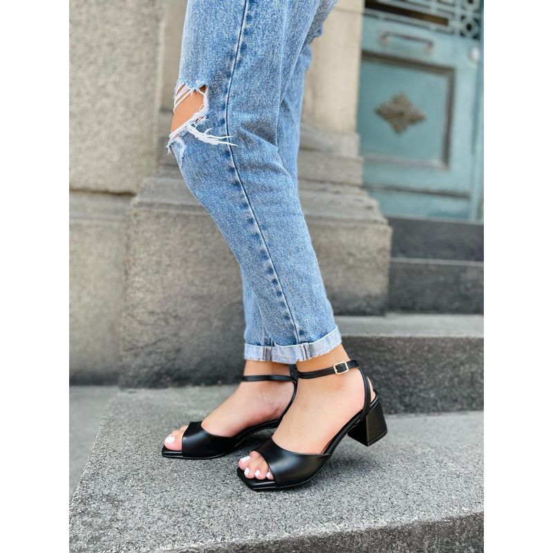 GENERICO - SANDALIAS DE TACO PARA DAMA MODELO SARA EN NEGRO