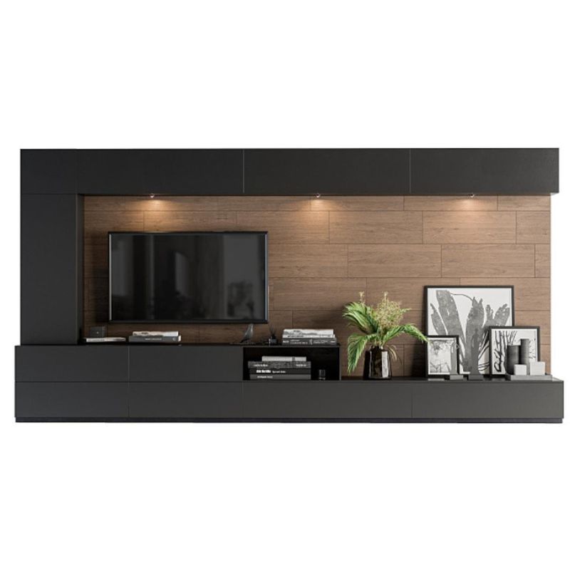 GENERICO - Centro de Entretenimiento Dark Luck - Negro y Marrón