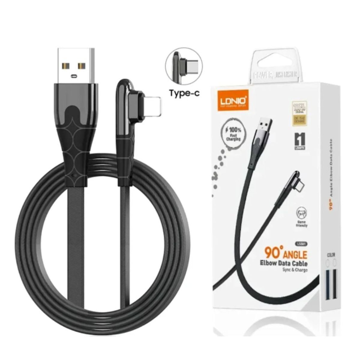 LDNIO - Cable Carga Rapida USB tipo C LS582 de 90 grados