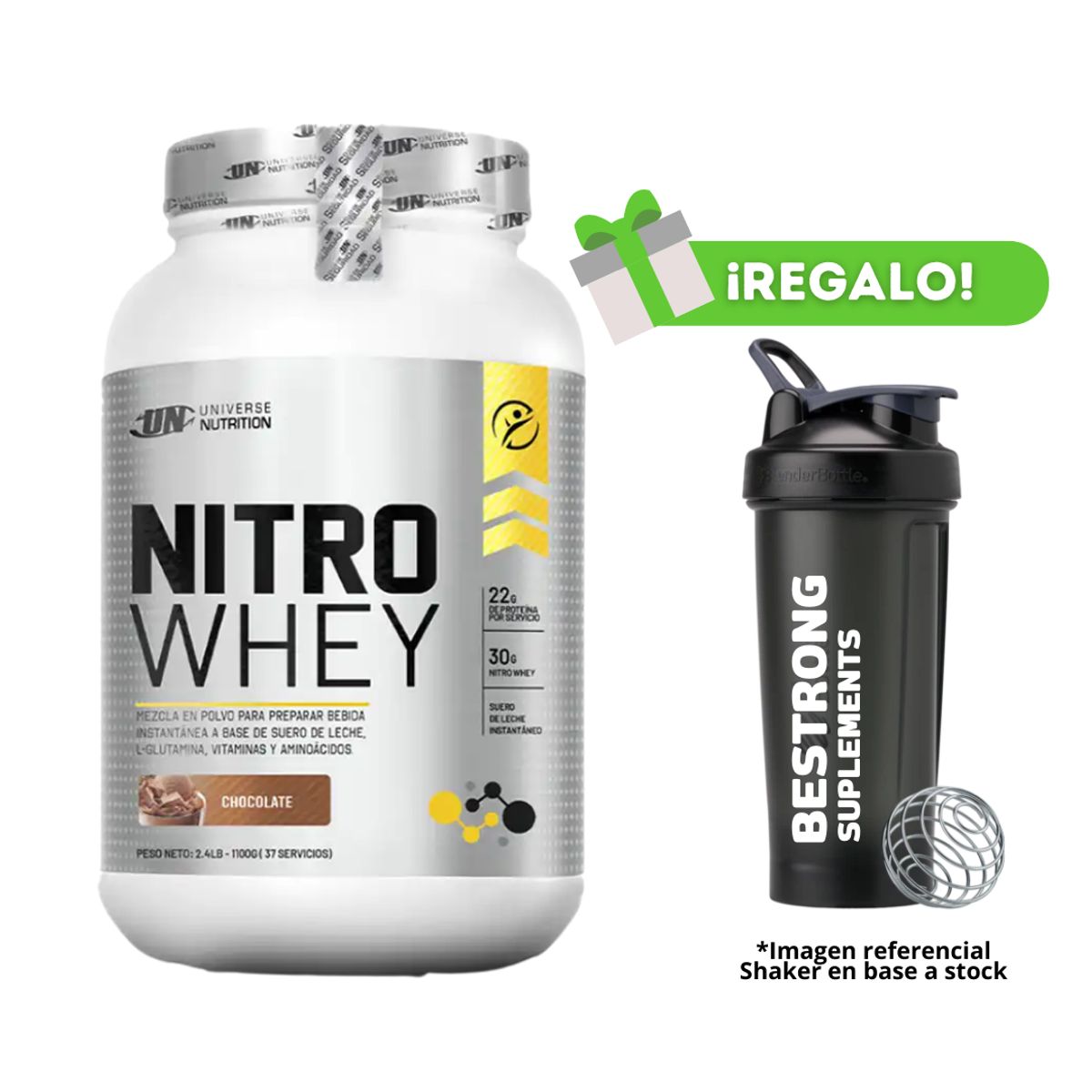 UNIVERSE NUTRITION - PROTEÍNA NITRO WHEY 1KG CHOCOLATE + SHAKER