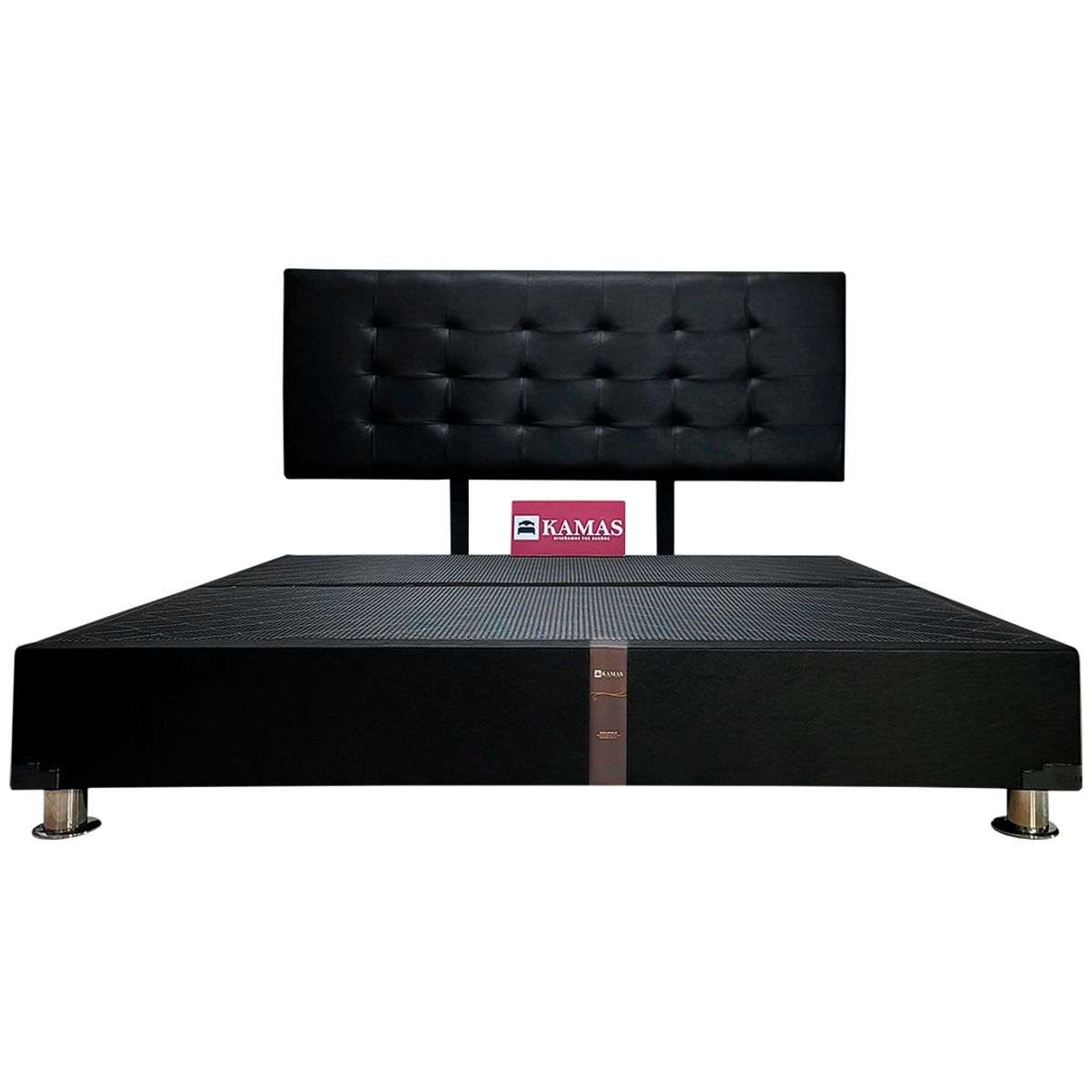KAMAS - CAMA TARIMA KAMAS KING + CABECERA AÉREA RECTANGULAR 1 - NEGRO