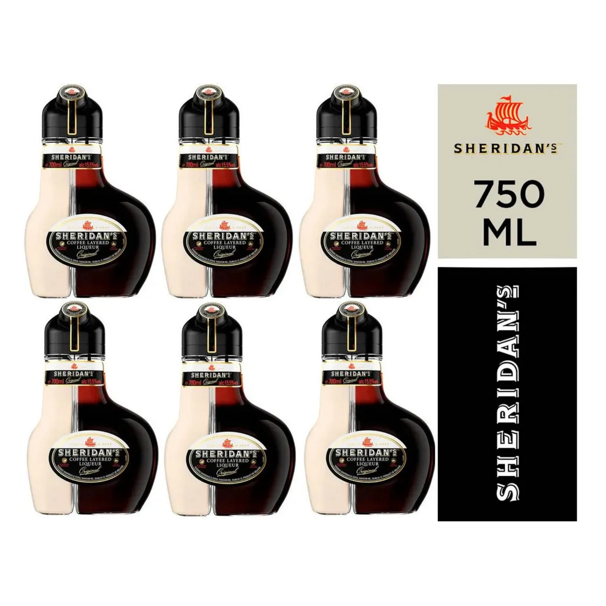 SHERIDANS - Licor SHERIDANS Original Botella 750ml - 6 UND