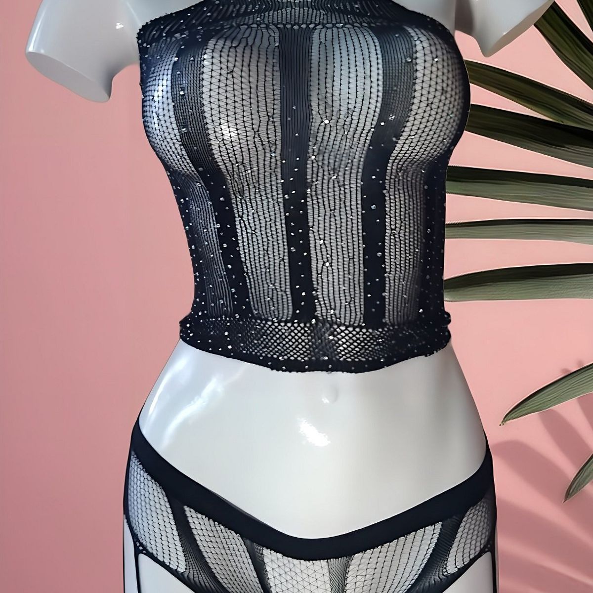 GENERICO - ENTERIZO LENCERIA LOLITA MALLA NEGRA