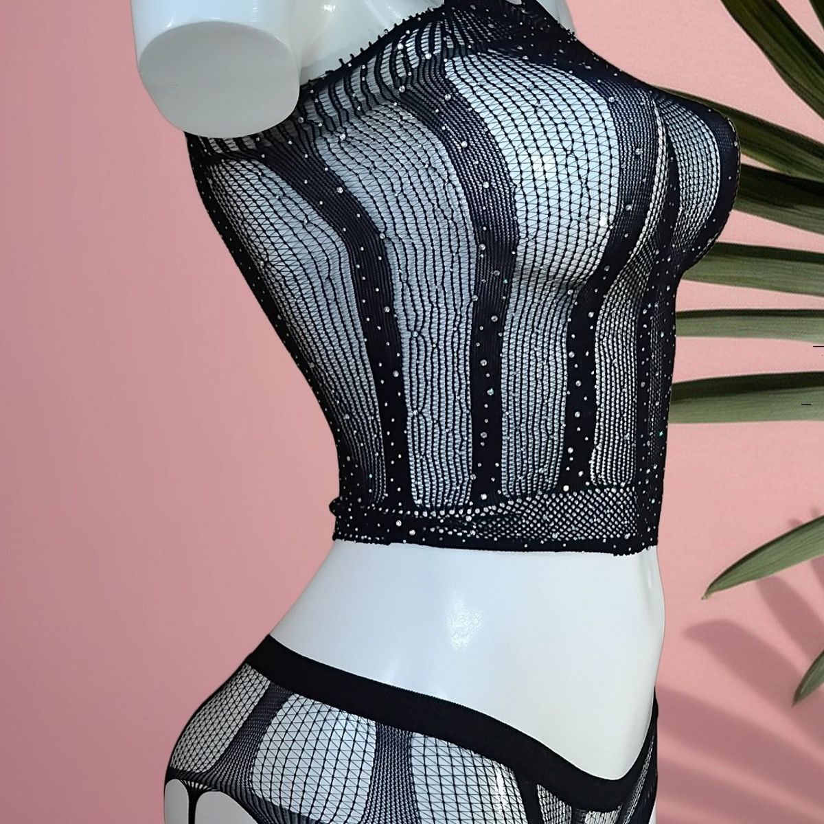 GENERICO - ENTERIZO LENCERIA LOLITA MALLA NEGRA