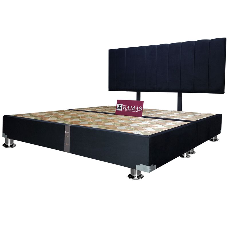 KAMAS - CAMA TARIMA KAMAS KING + CABECERA AÉREA LINEAL 1 - NEGRO