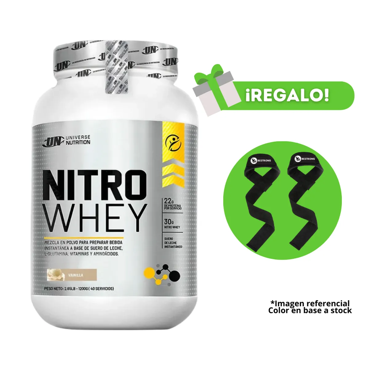 UNIVERSE NUTRITION - PROTEÍNA NITRO WHEY 1KG COOKIES + STRAPS