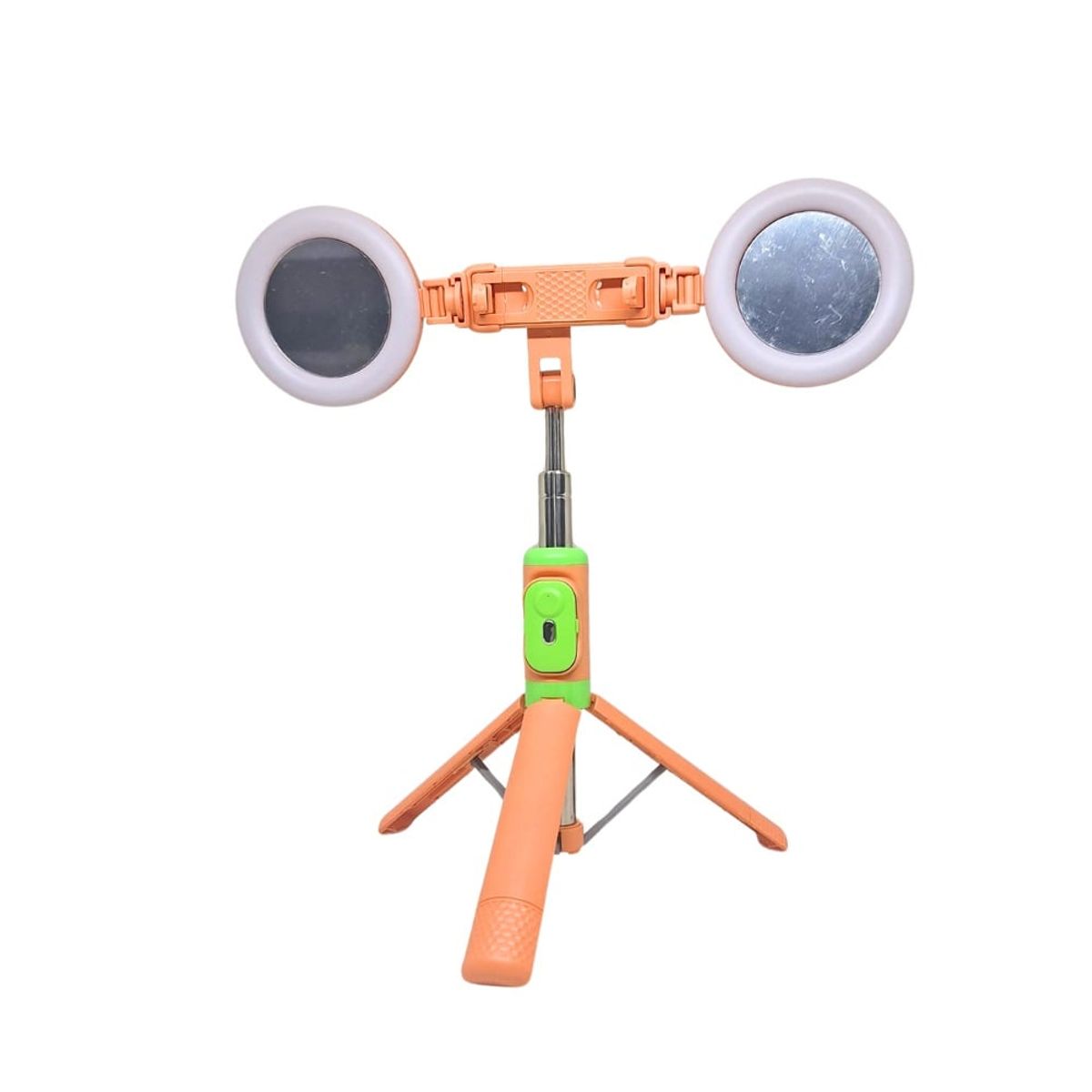 GENERICO - Palo Selfie Bluetooth Doble Luz Led 110cm Naranja
