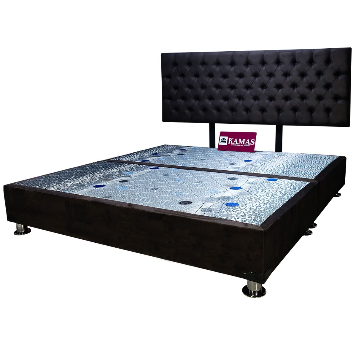 KAMAS - CAMA TARIMA KAMAS KING + CABECERA AÉREA CAPITONEADO - MORO