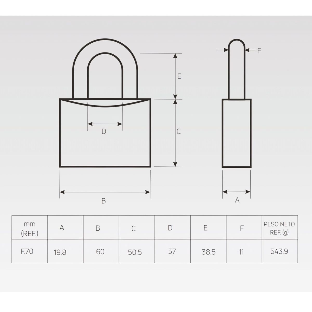 FORTE - Candado Estándar F-70 mm FORTE