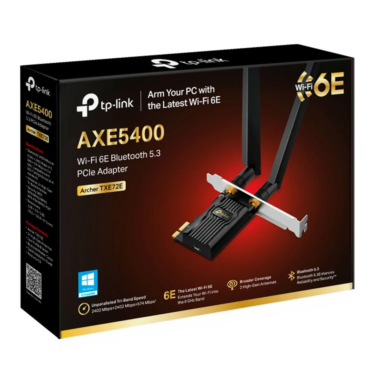 TP LINK - TP-LINK ARCHER TXE72E WIFI6E Adaptador Pcle AXE5400 Tri Band