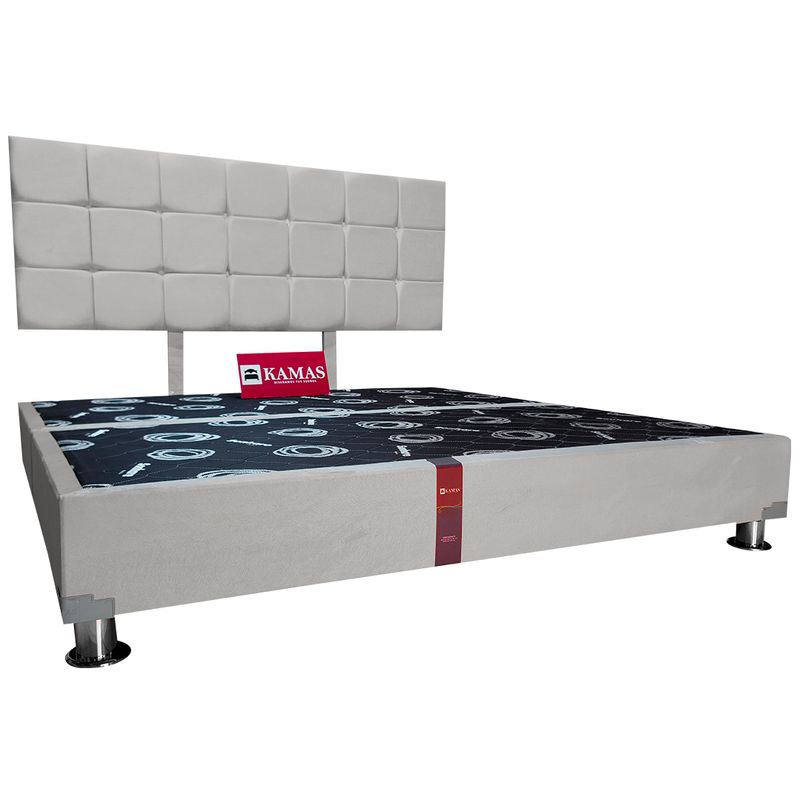 KAMAS - CAMA TARIMA KAMAS KING + CABECERA AÉREA BLOQUES 2 - PLATA