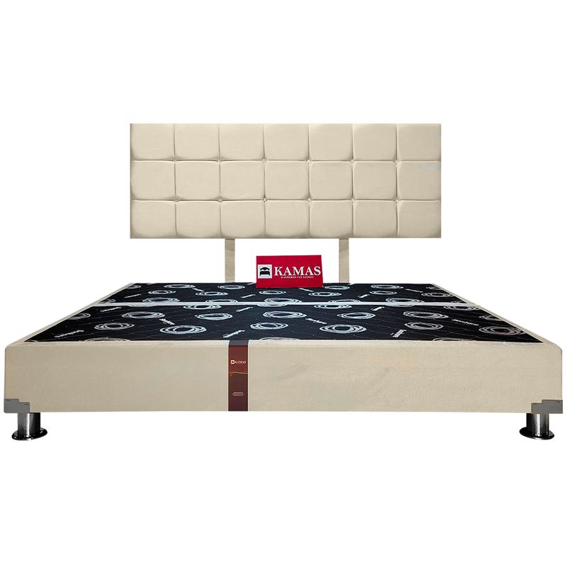 KAMAS - CAMA TARIMA KAMAS KING + CABECERA AÉREA BLOQUES 2 - ARENA CLARO