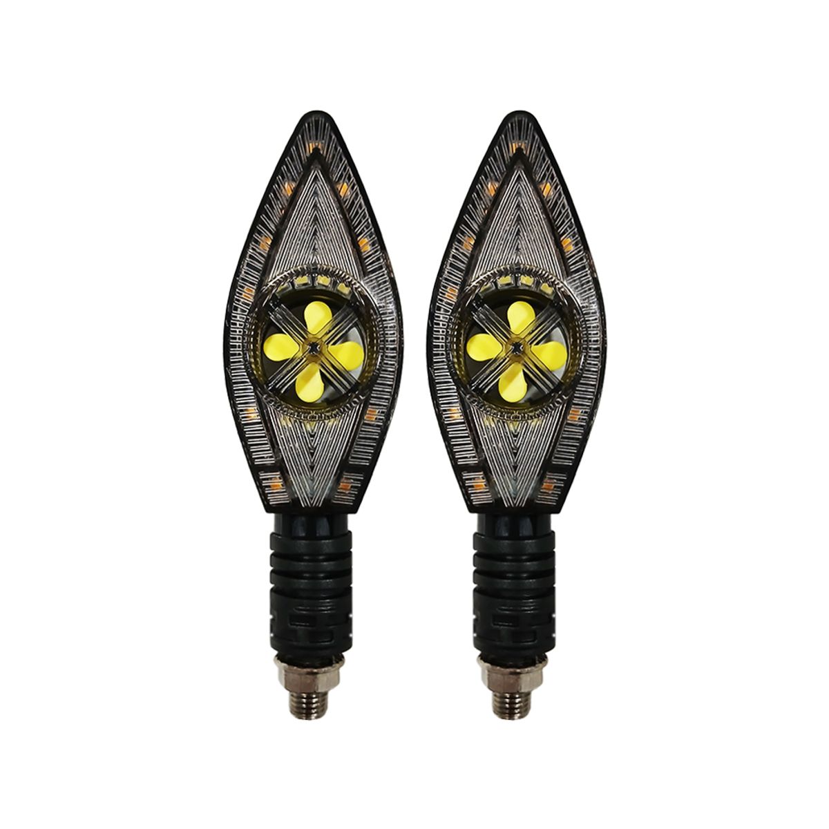 GENERICO - Direccionales Led Moto 2pcs Modelo Elice Luz Blanca y Ámbar