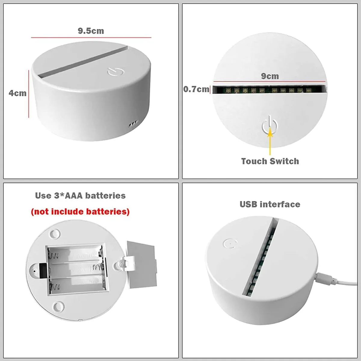 GENERICO - LÁMPARA DE MESA MULTICOLOR DE ARENA LED EFECTO 3D