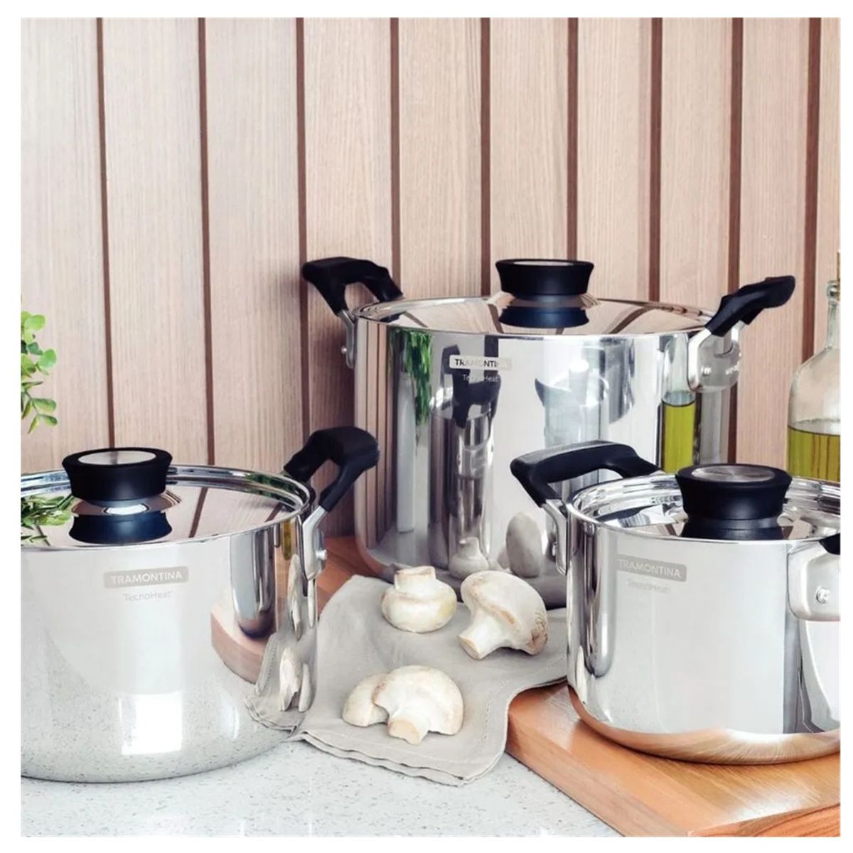 TRAMONTINA - Juego de ollas Tramontina de acero inoxidable Grano Compact 6 Pzas.
