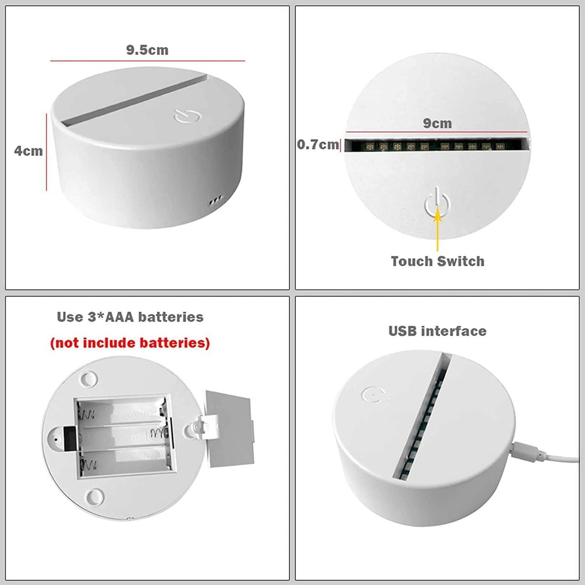 GENERICO - LÁMPARA DE MESA MULTICOLOR DE ARENA LED EFECTO 3D