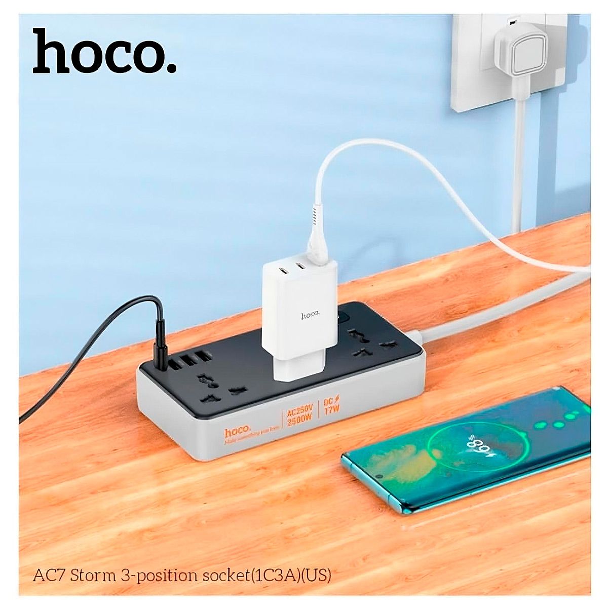 HOCO - Extension Toma Corriente Cargador Hoco Ac7 17w