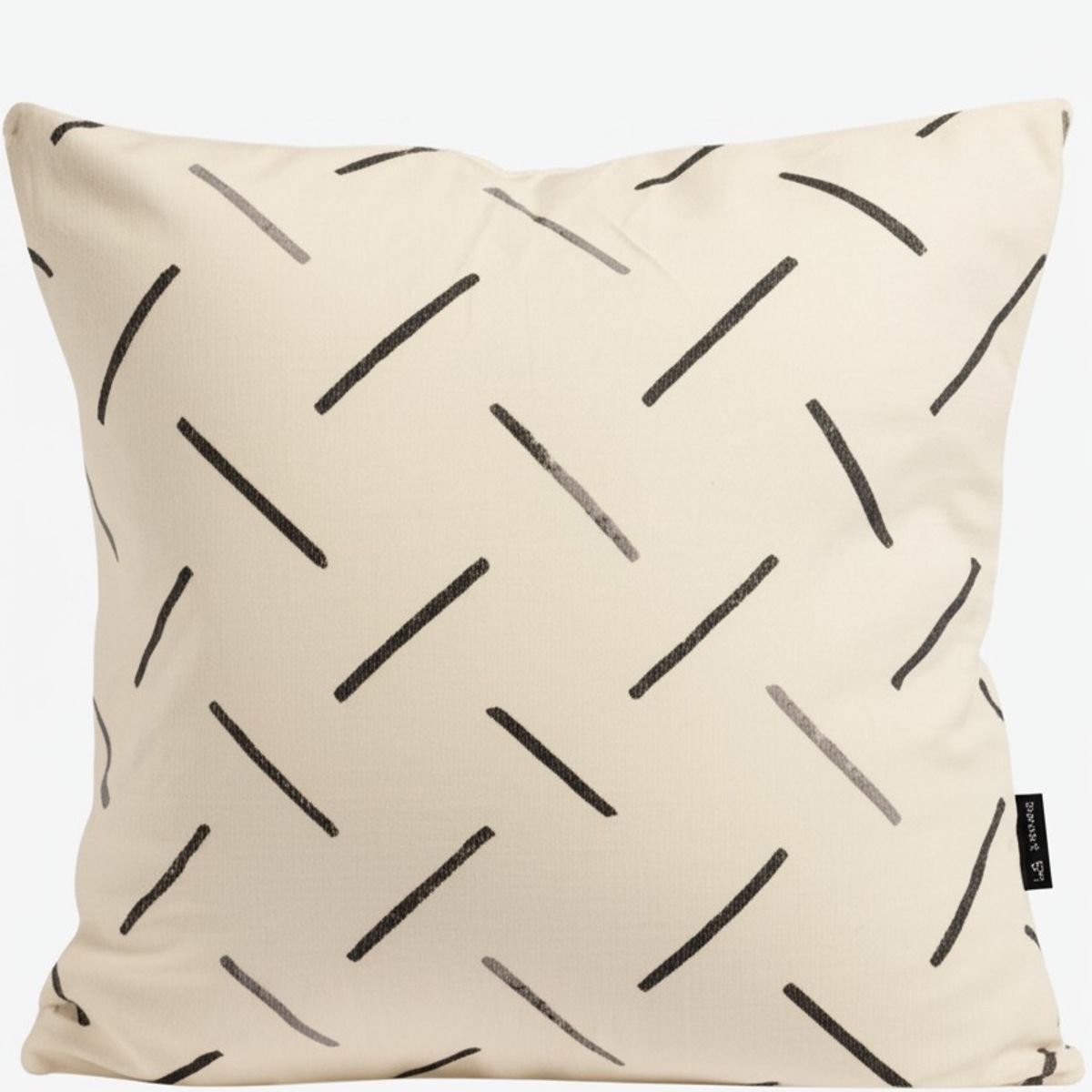 GENERICO - COJIN BEIGE MINIMALISTA RAYAS NEGRAS  40X40 CM