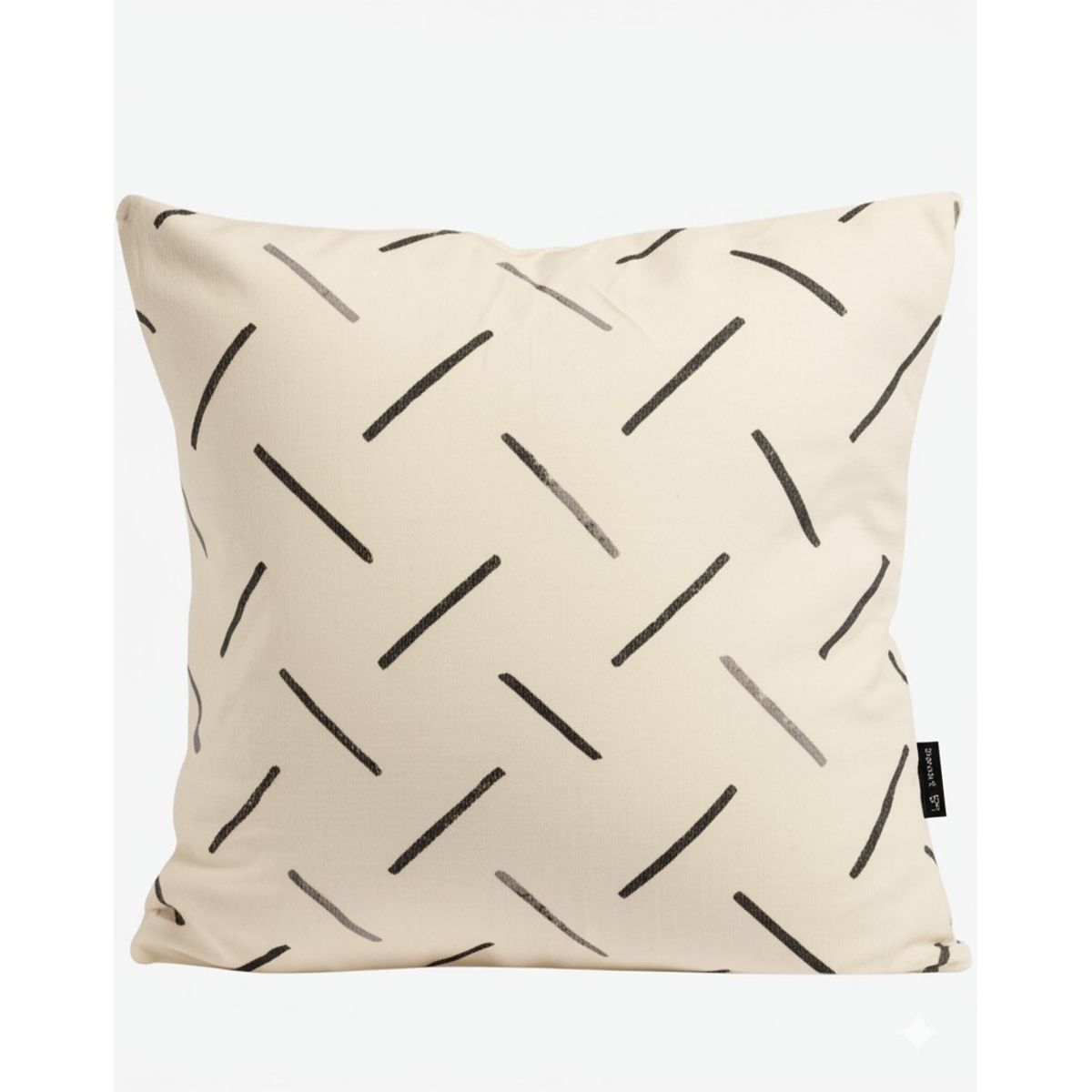 GENERICO - COJIN BEIGE MINIMALISTA RAYAS NEGRAS  40X40 CM