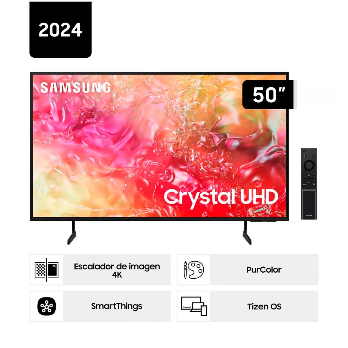 SAMSUNG - Televisor Samsung 50 Crystal Smart TV Tizen UHD 4K UN50DU7000GXPE