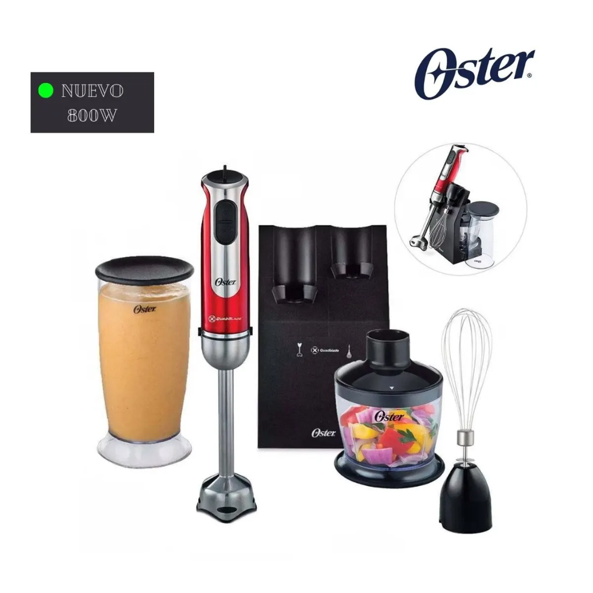 OSTER - Batidora de Inmersión de 800W Oster con Accesorios FPSTHB2801