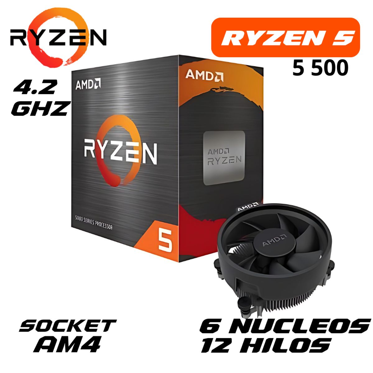 AMD - PROCESADOR AMD RYZEN 5 5500, 3.60 / 4.20 GHZ,16MB