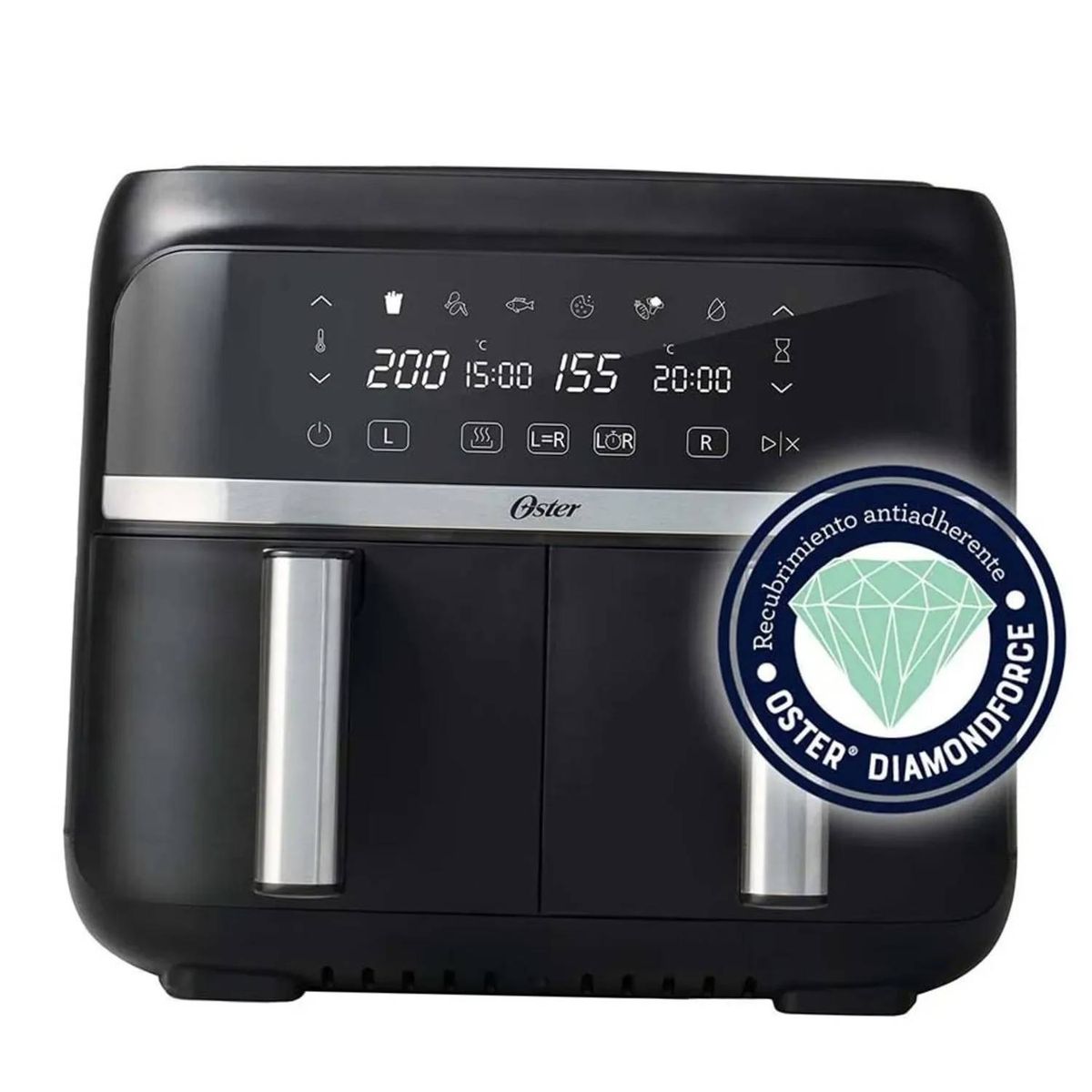 OSTER - Freidora de aire dual Oster® de 76L con recubrimiento DiamondForce CKSTAF7MCDDF