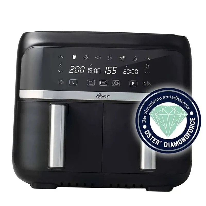 OSTER - Freidora de aire dual Oster® de 76L con recubrimiento DiamondForce CKSTAF7MCDDF