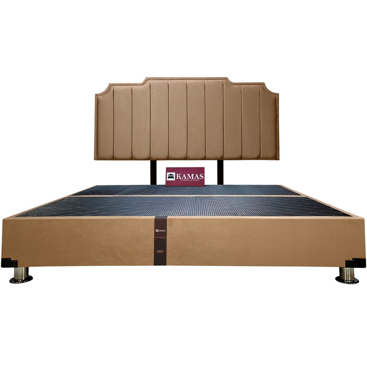 KAMAS - CAMA TARIMA KAMAS KING + CABECERA AÉREA CORONA LINEAL - CAMEL